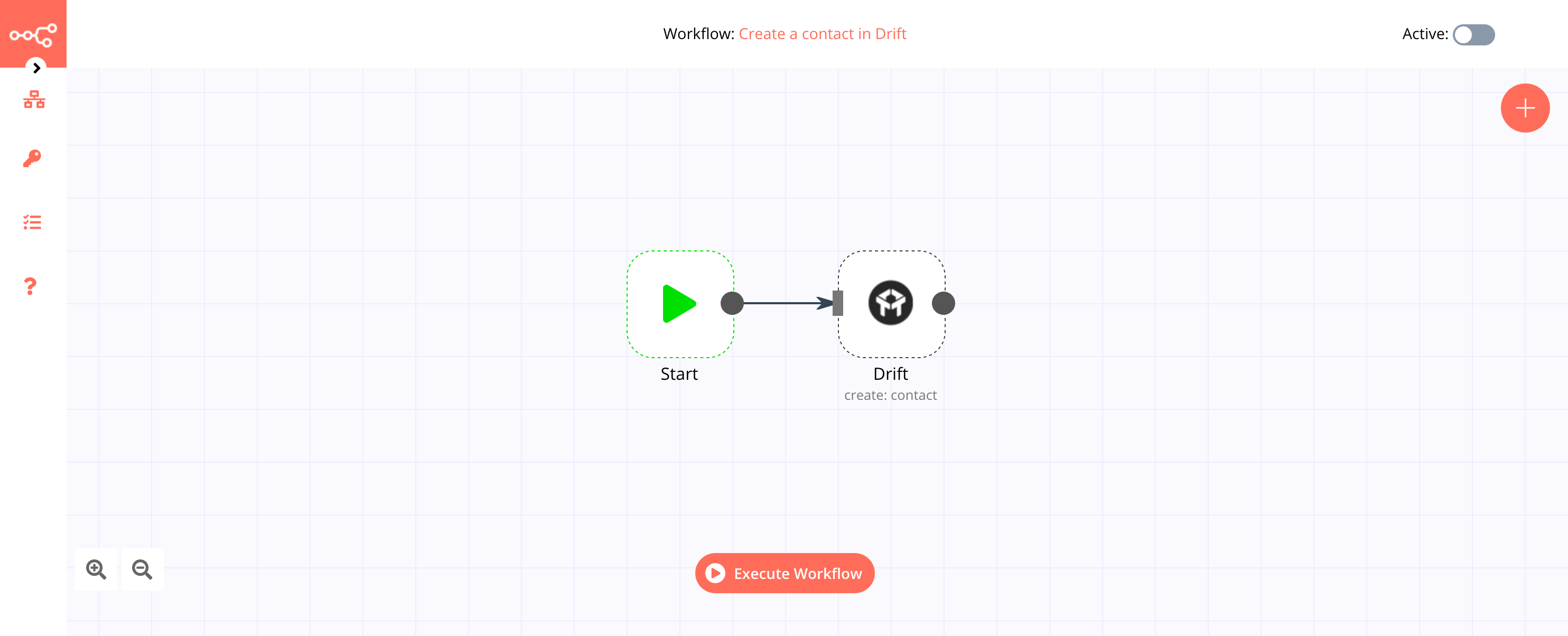 A workflow with the Drift node