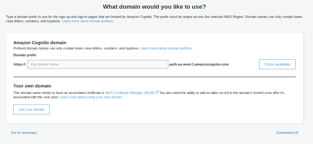 AWS Cognito Domain Name