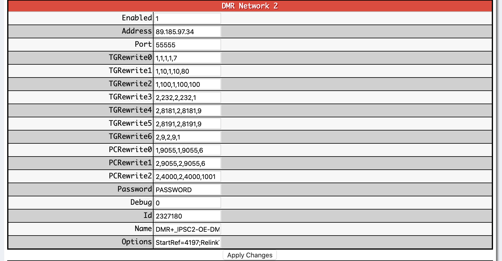 DMR Network 2 configuration