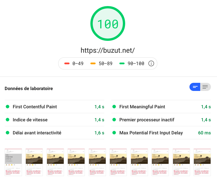 résultat Google Pagespeed pour un hébergement VPS