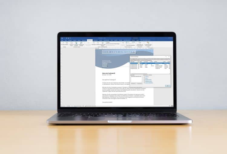 Easy Data Solution Briefvorlagen Laptop mit Word-Briefvorlagen