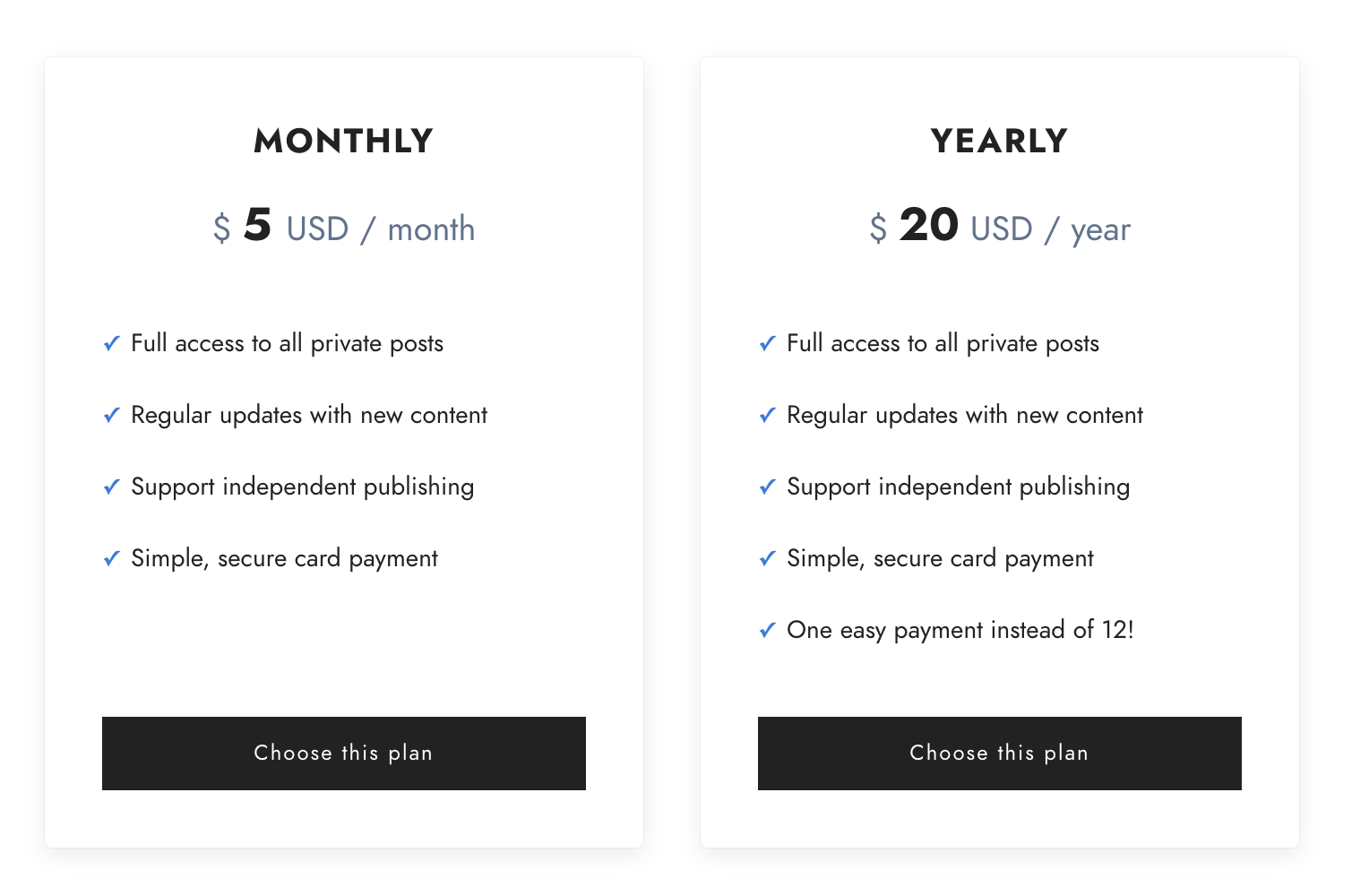 Subscription plans in east