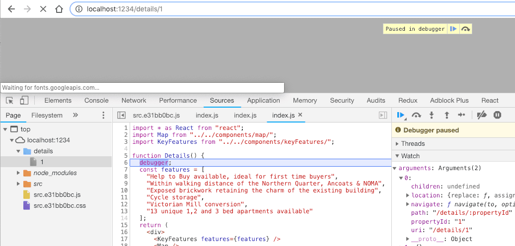 Chrome Debugger @reach/router Chrome Debugger @reach/router