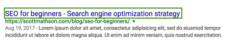 SEO Beginner's Guide SEO Beginner's Guide - Page Title in Google SERP
