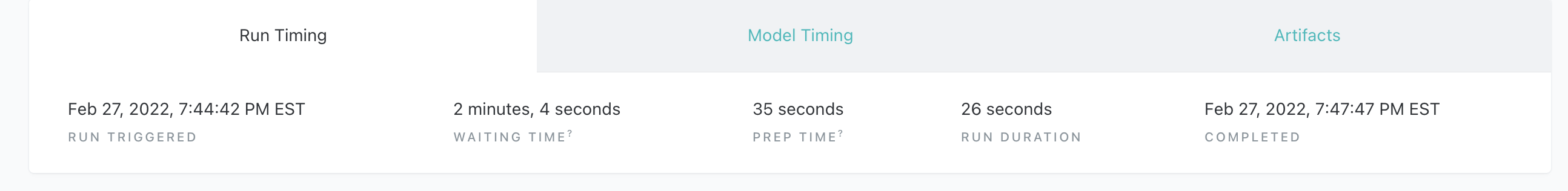 New prep time and waiting time