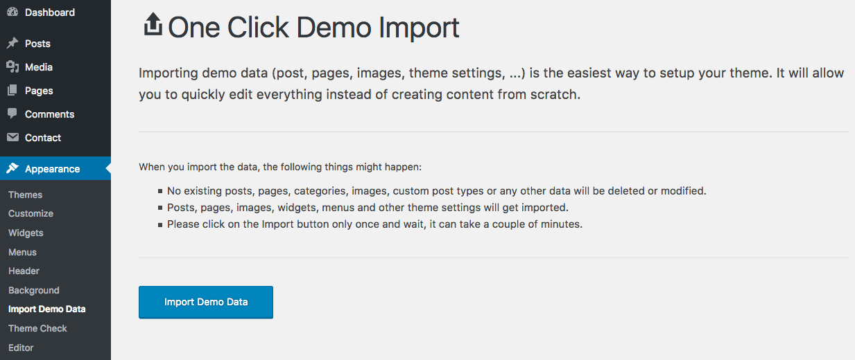Import Demo Data