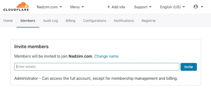 Invite a developer as a member to manage your domain.