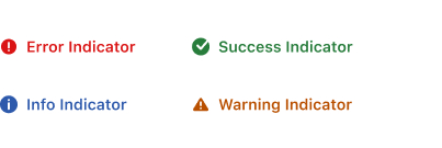 the four alert indicators: success, error, info and warning