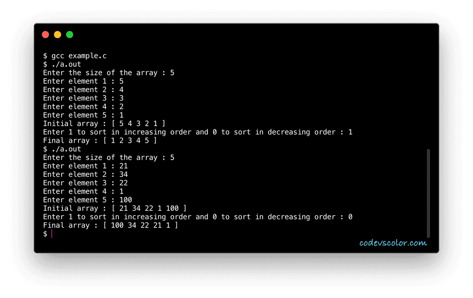 c-program-to-sort-array-in-ascending-or-descending-order-using-pointer-codevscolor