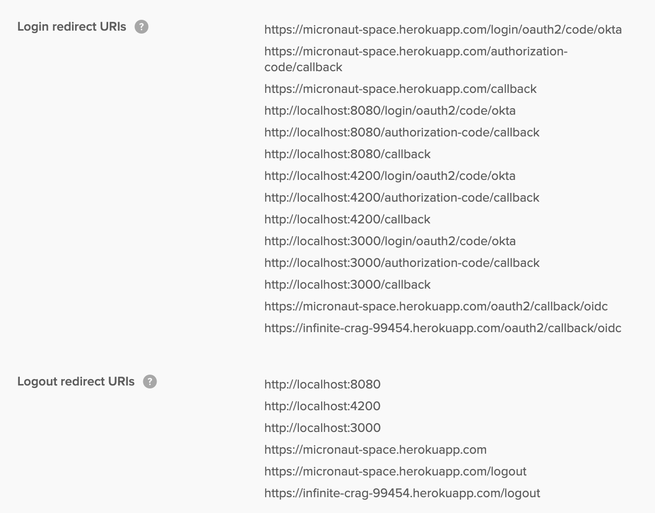 Redirect URIs after updating