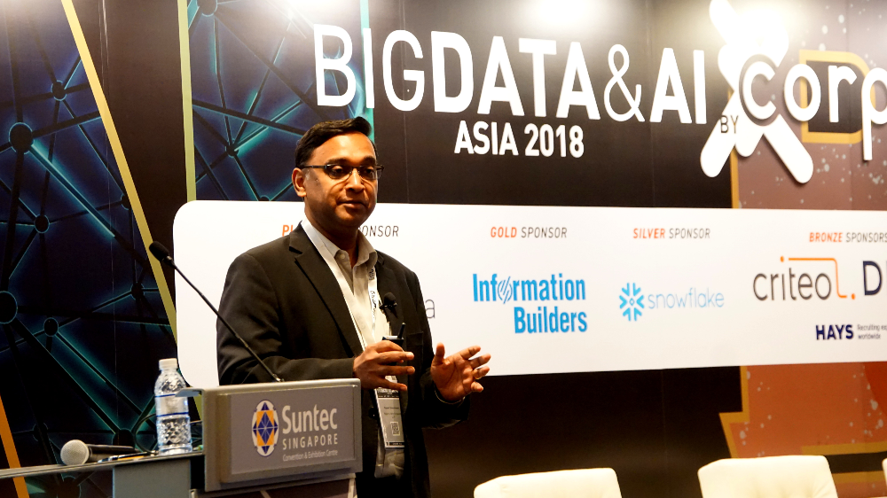 Rajesh Sreenivasan, head of technology, media and telecommunications at Rajah & Tann Singapore LLP, speaking at the Big Data & AI 2018 conference on 4 December 2018