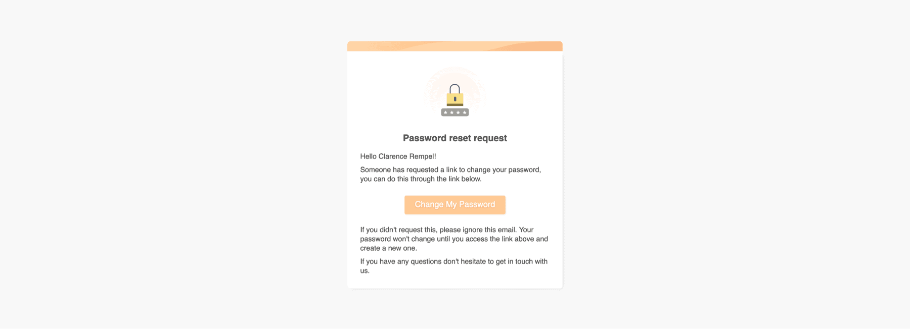 Password reset link email