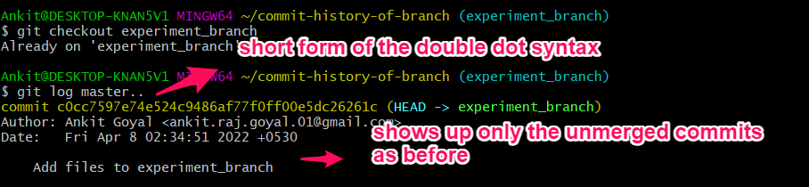 Show Commit History For One Branch Using Git Log With Range Delft Stack