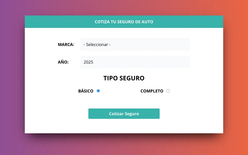 Captura del proyecto Cotizador de seguros