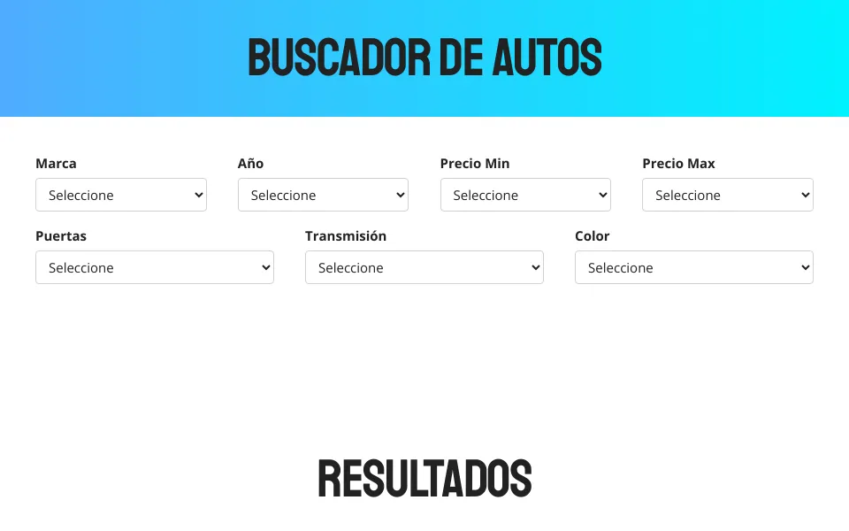 Captura del proyecto Buscador de autos