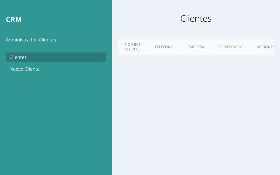 Captura del proyecto CRM Administrativo