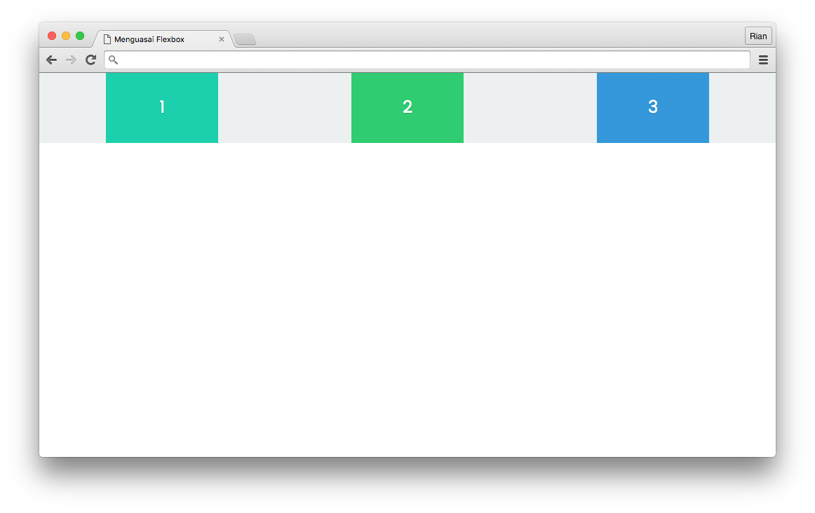 Space around akan membagikan sisa ruang kepada masing-masing item