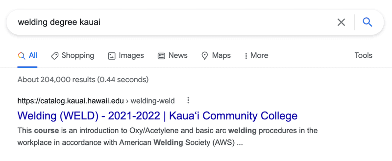 Search results for welding degree kauai