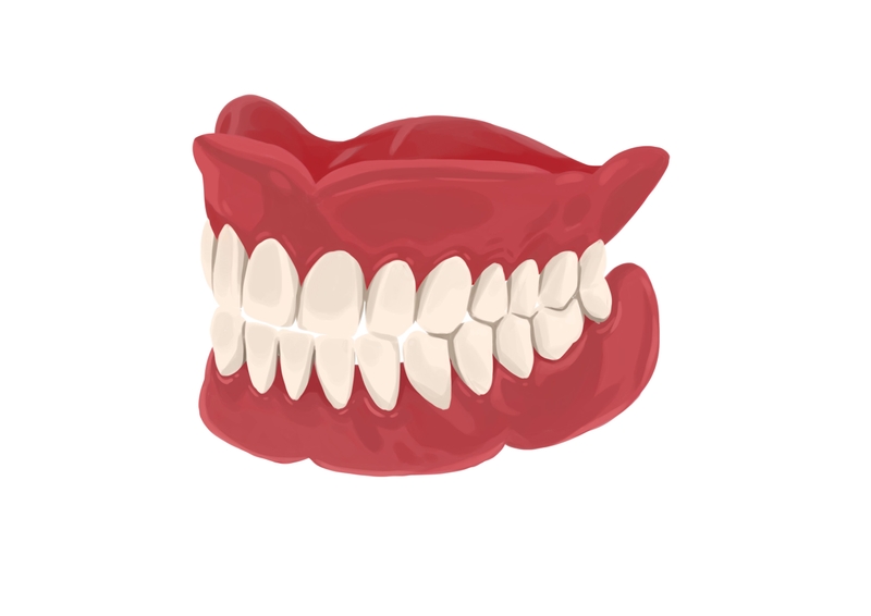 Full upper and lower dentures profile view