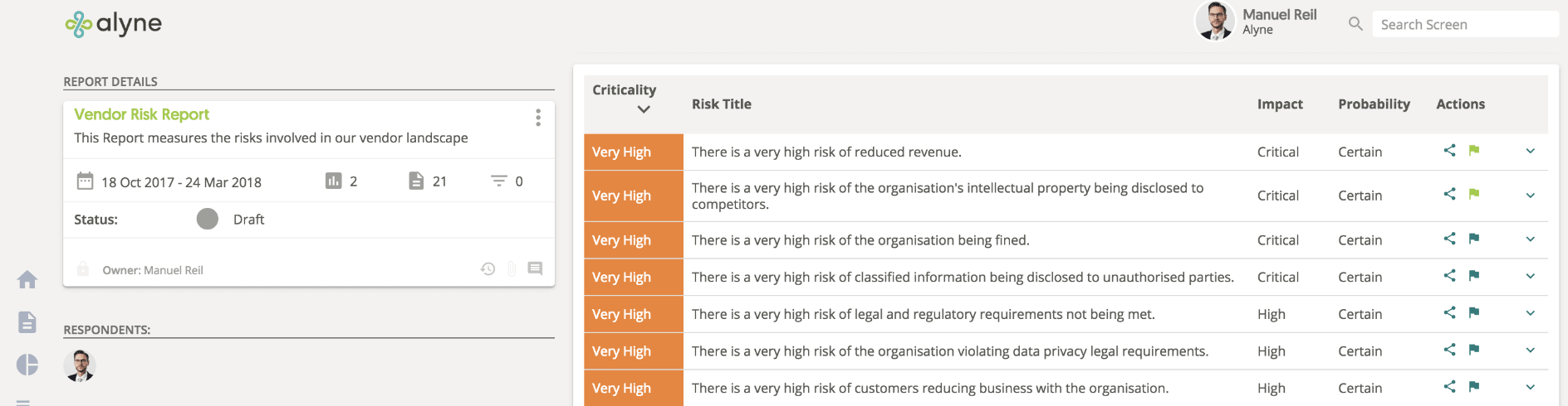Risk History in Reports Risk History in Reports