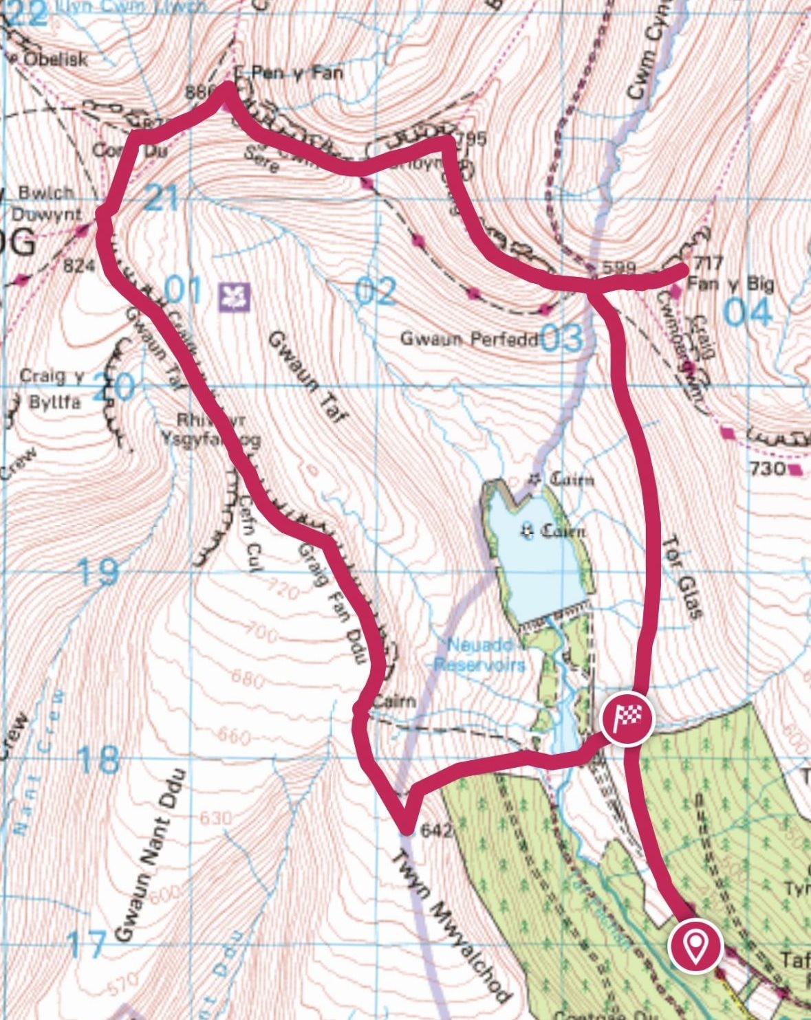 Map Of Pen Y Fan Walk At Barbara Bowles Blog
