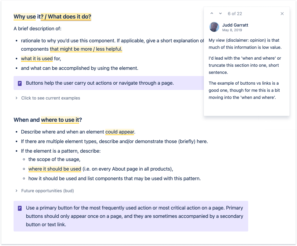 A page template to start writing better guidelines for the design system components