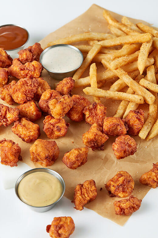 Nuggets, fries, and delicious sauces.