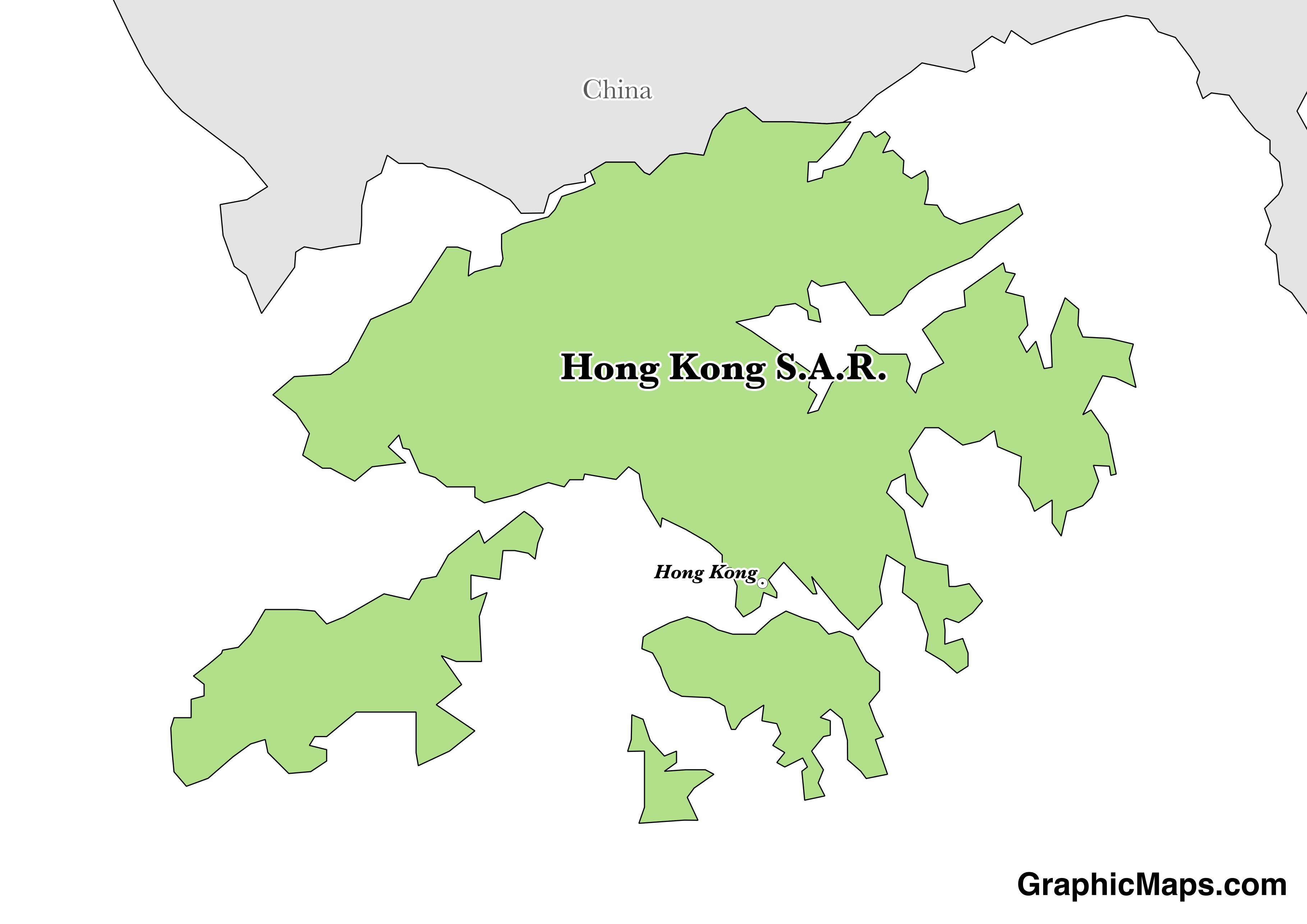 Map showing the location of Hong Kong