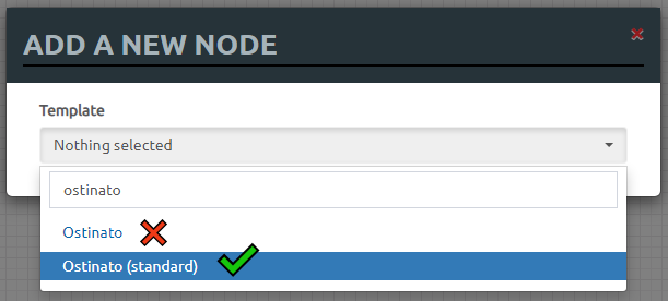 Selecting Ostinato (standard) node