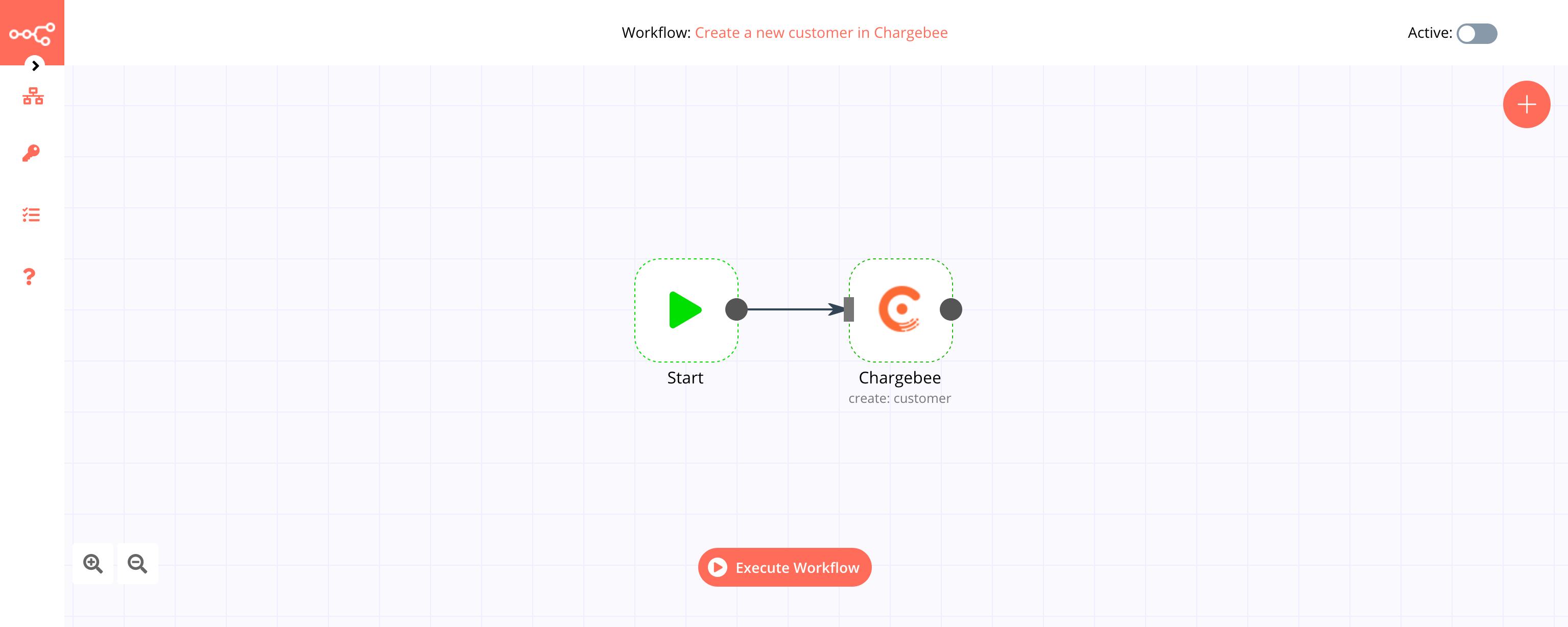 A workflow with the Chargebee node