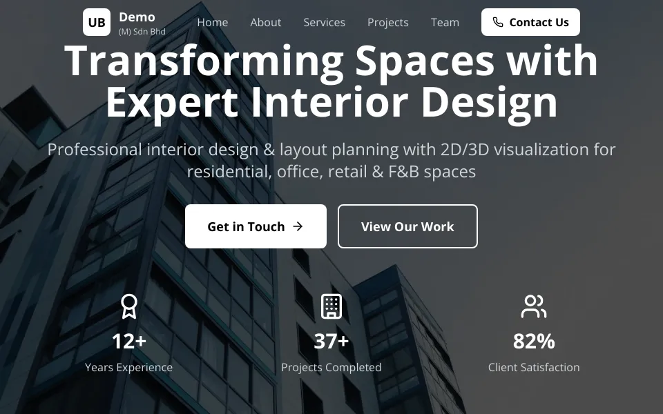Swayed demo website screenshot showcasing portfolio layout and design style