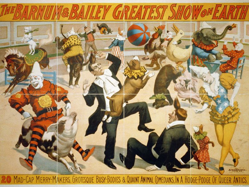 vintage poster for barnum and bailey circus