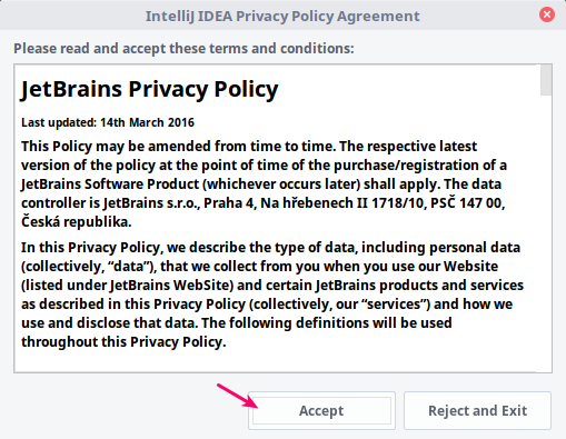 Persetujuan EULA JetBrains