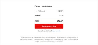 price on printful for ordering a unisex t shirt