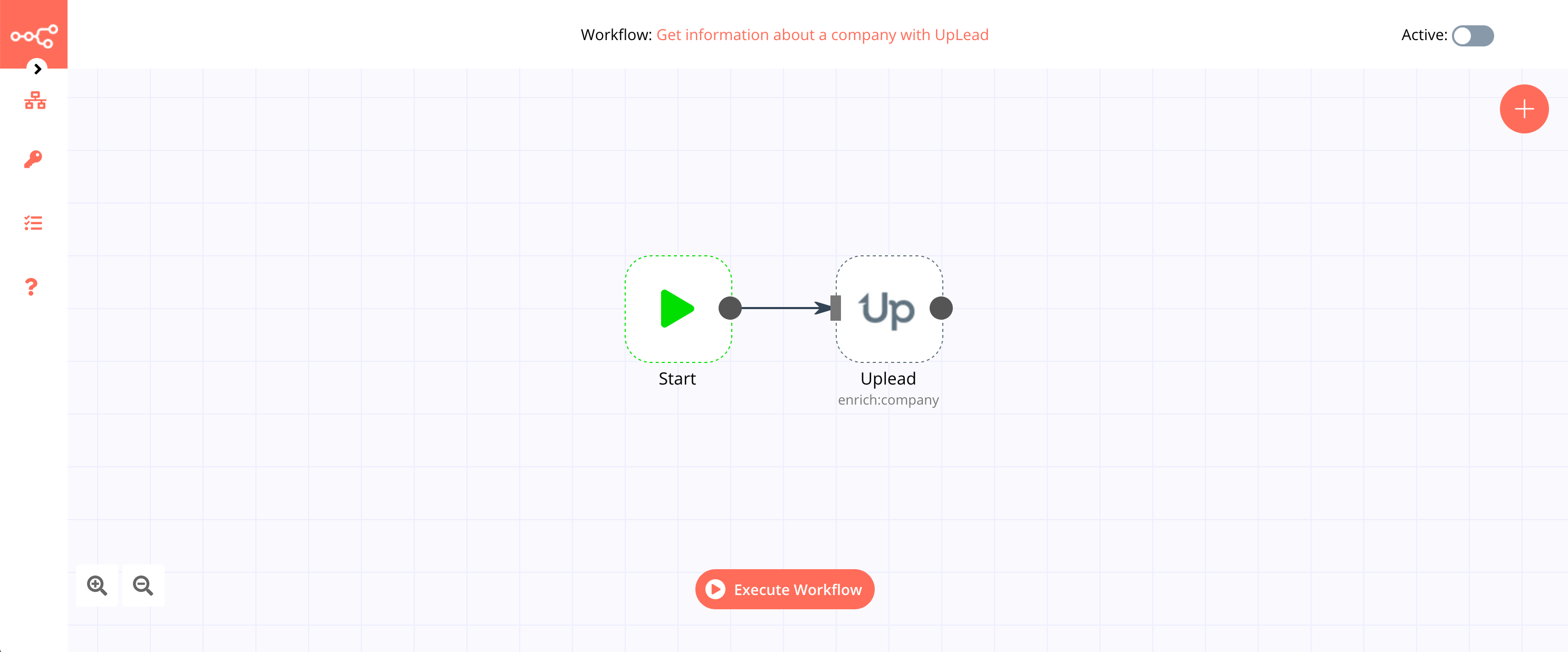 A workflow with the UpLead node