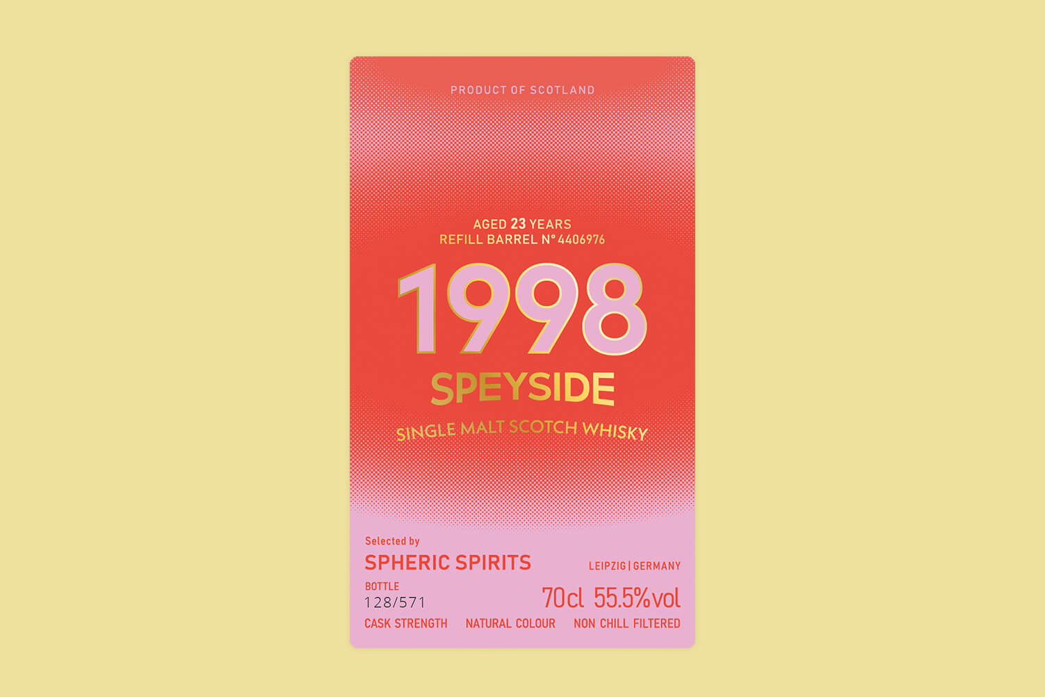 Label design for Spheric Spirits’Speyside whisky