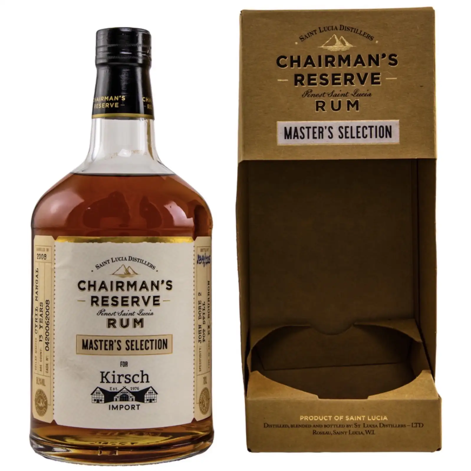 Image of the front of the bottle of the rum Chairman‘s Reserve Master‘s Selection (Kirsch Import)