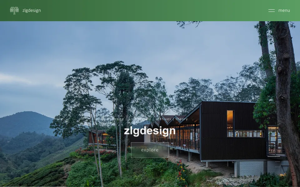 ZLGDesign architecture firm homepage screenshot showing custom website built around philosophy and partnerships