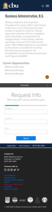 Mobile program page UI design for CBU site