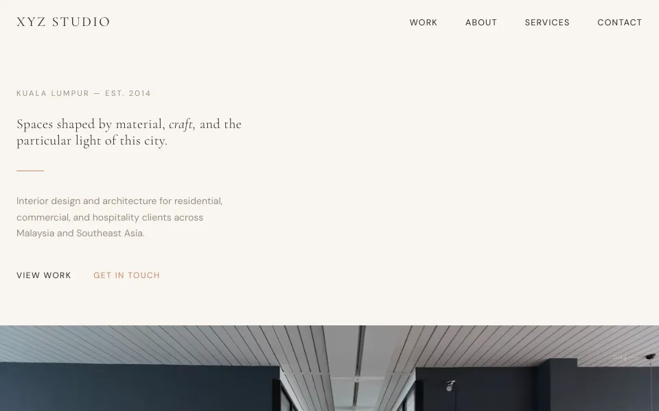 XYZ Studio demo website screenshot showcasing Swayed's web design style