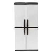image HDX Plastic Freestanding Garage Cabinet in Gray 35 in W  71 in H  18 in D