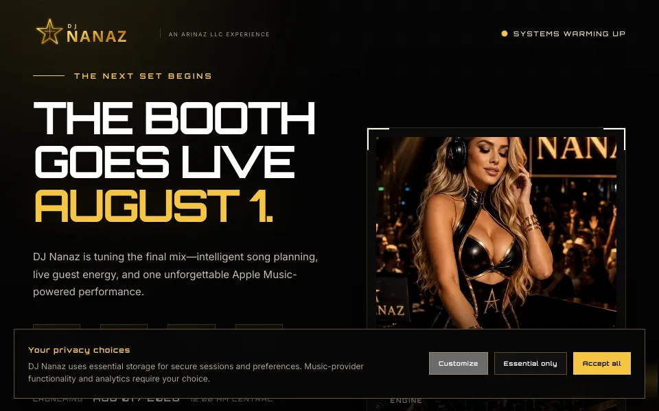 DJNanaz.com music and entertainment platform homepage