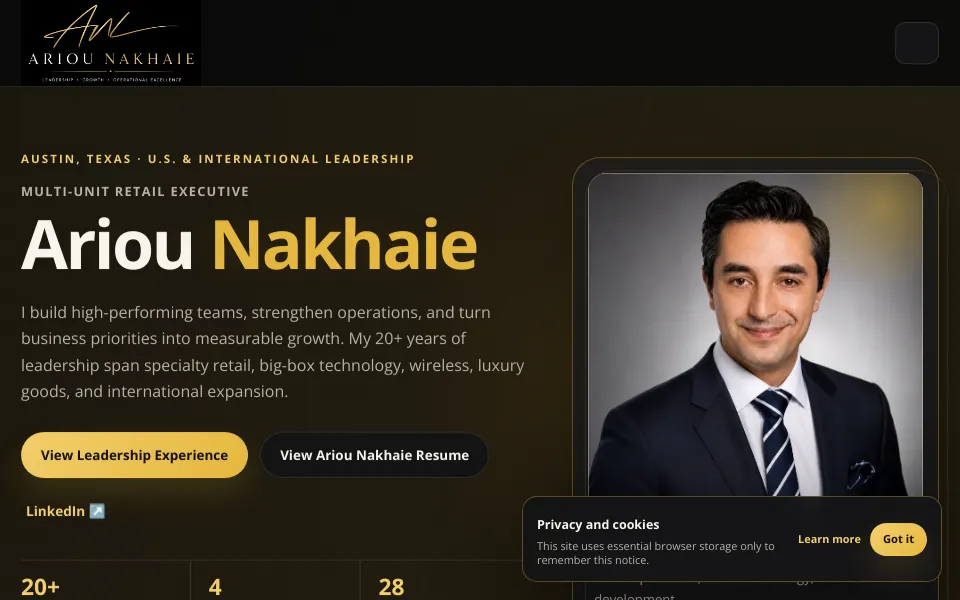 Nakhaie.com executive personal brand homepage