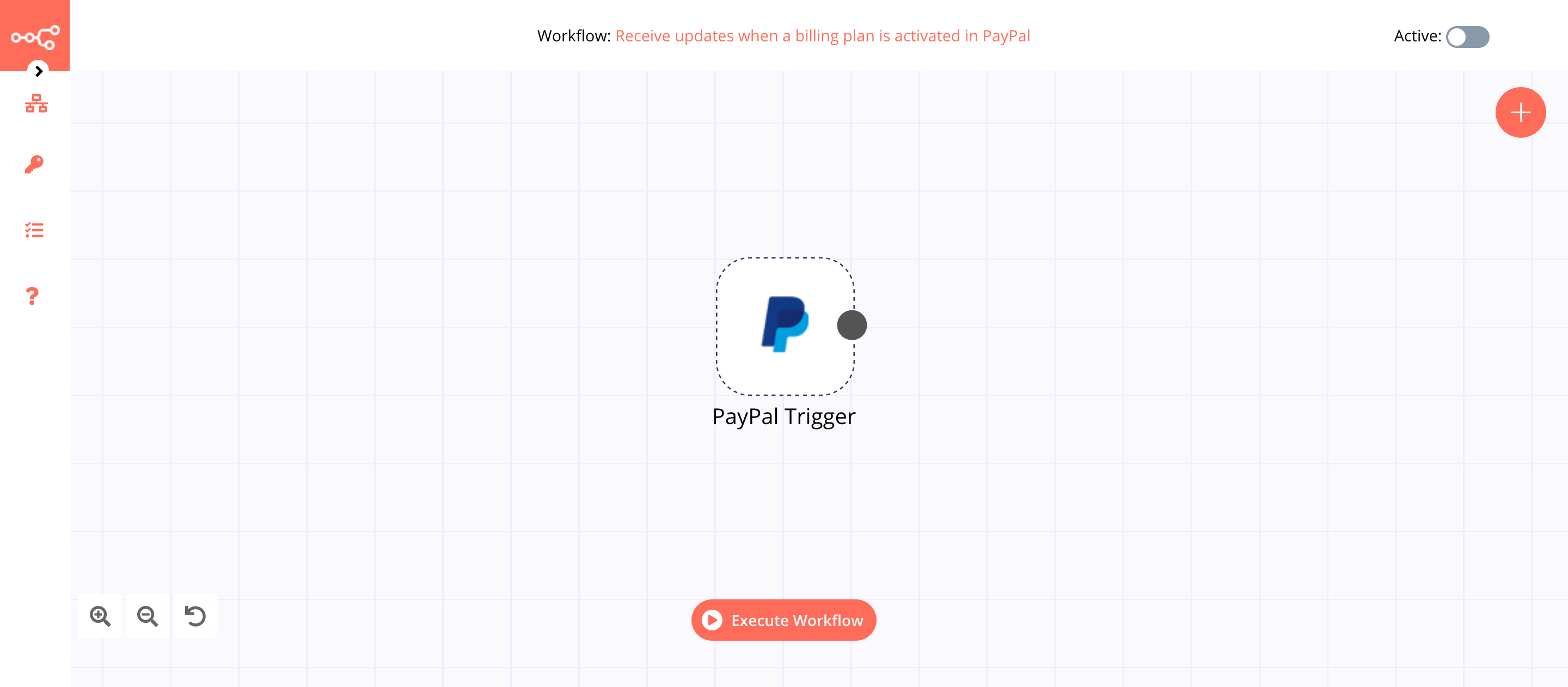 A workflow with the PayPal Trigger node