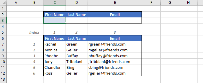 example of index match function in excel to extract data