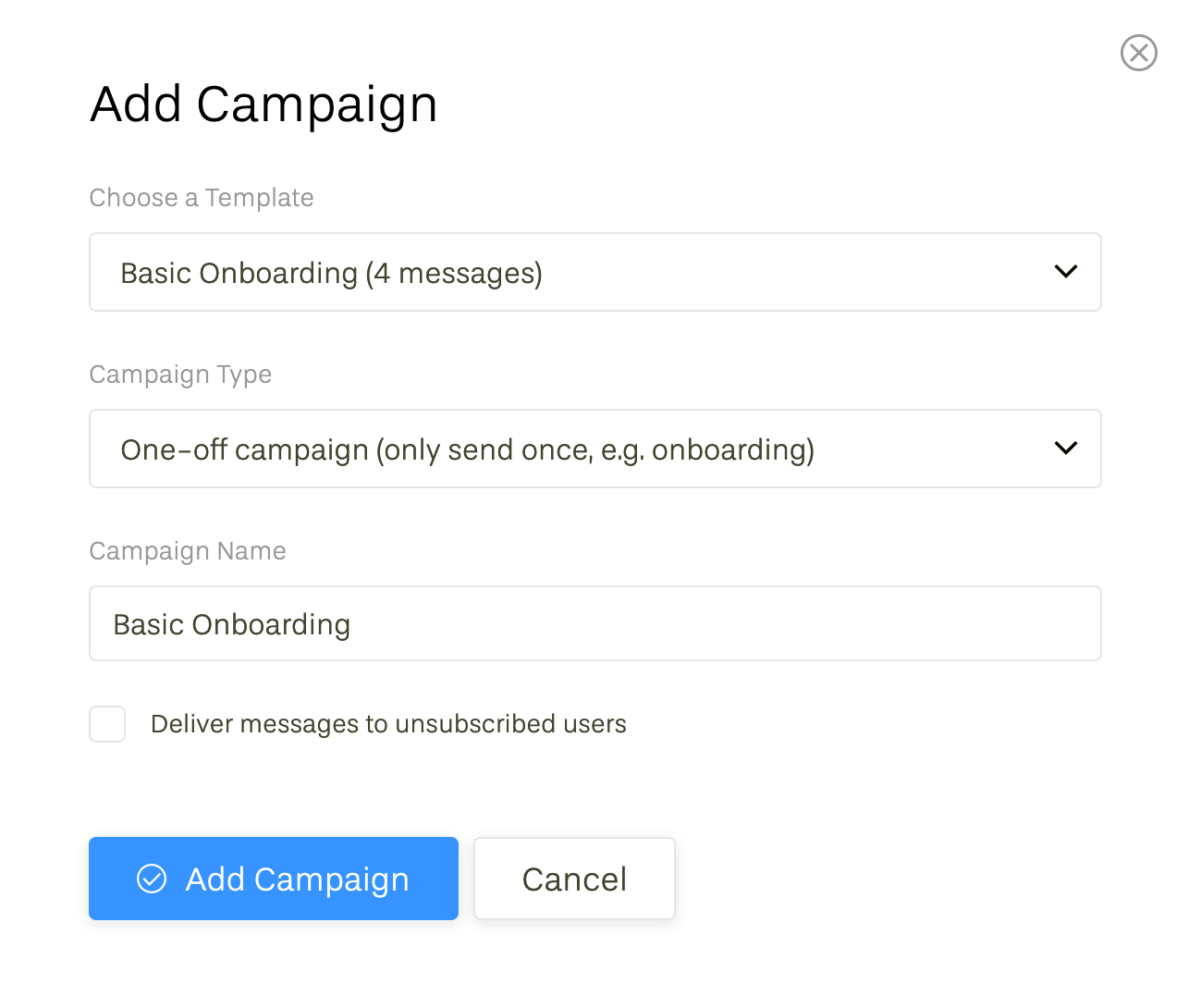 Screenshot of how to create a campaign on Userlist