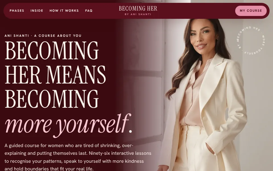 The Becoming Her course website