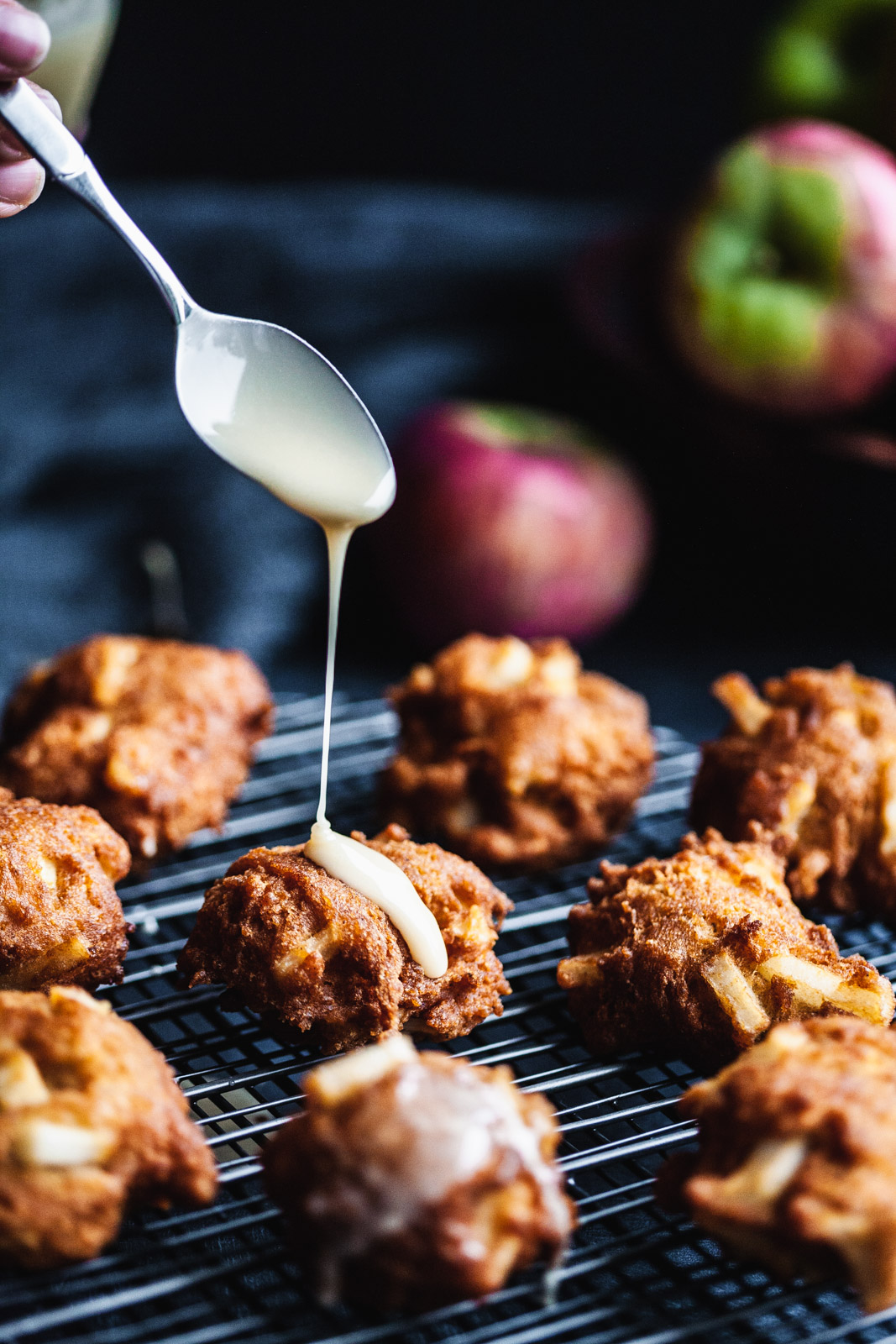 Chai Spiced Apple Cider Fritters With Maple Cider Glaze