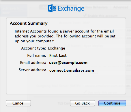 mac mail exchange settings intermedia