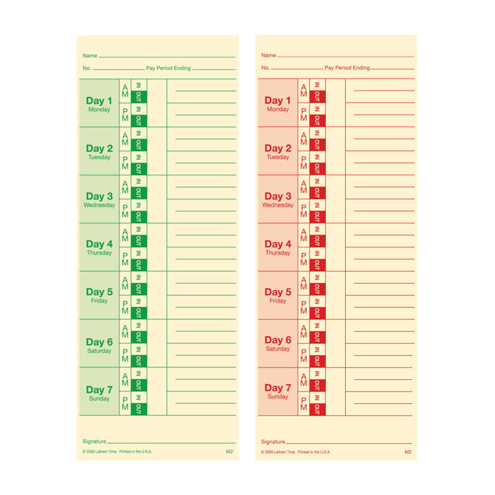 Weekly Time Cards - Pack of 100
